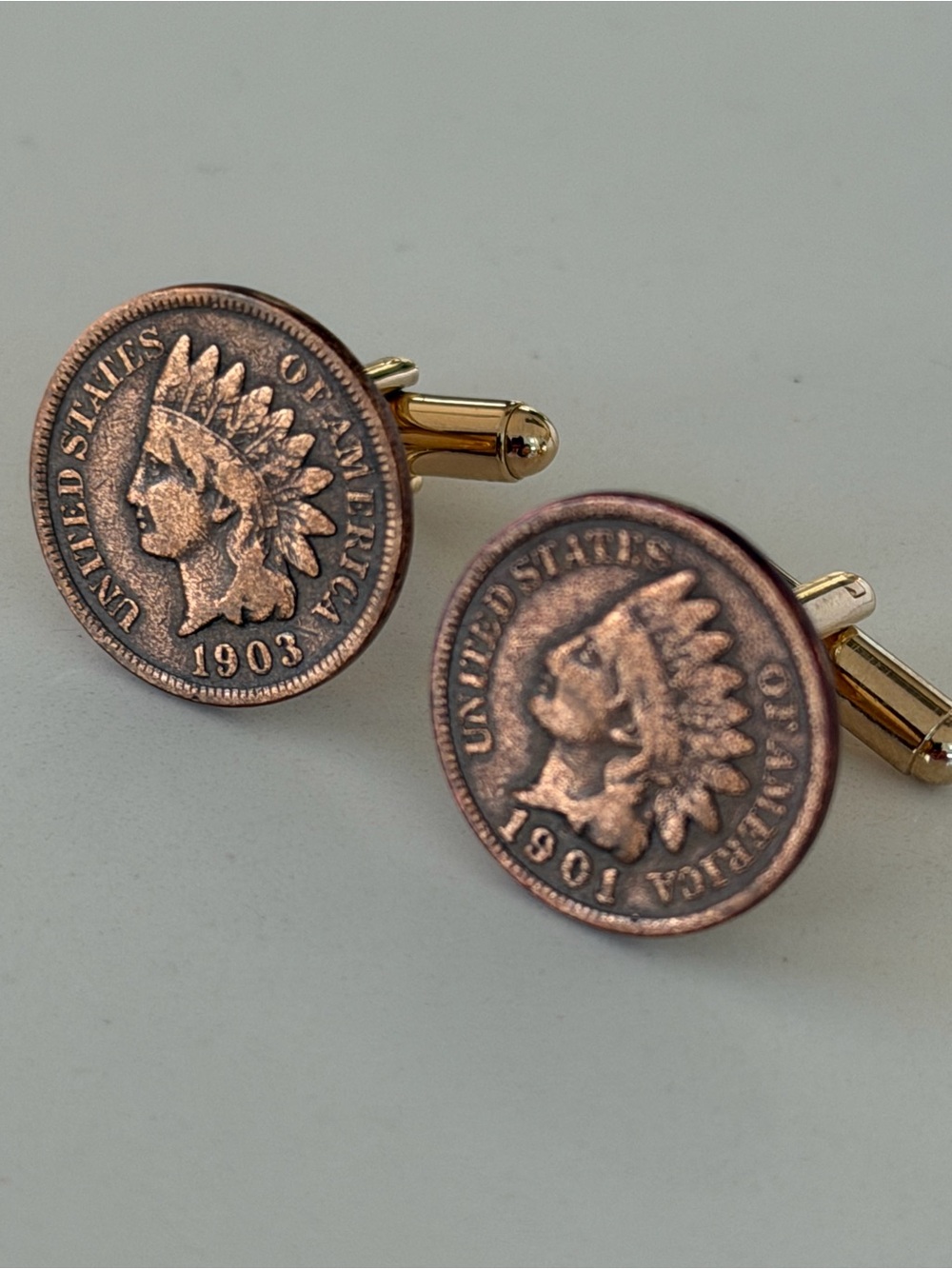 1903&1901 penny’s Vintage-Inspired Copper Coin Cufflinks - Men's Accessory